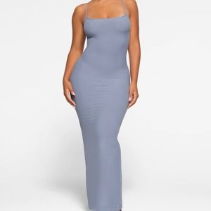 Skims Slate Blue SOFT LOUNGE LONG SLIP DRESS